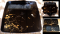 黒漆金蒔絵塗膳４客　秋草文　k-58