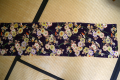 古布　本縮緬 紫地に菊・桔梗の小花紋様 美品/江戸縮緬 n-45