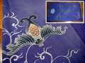 古布 筒描 藤色 淡い紫 唐草唐花模様　状態良美品 n-62