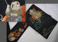 古布　正絹　解き名古屋帯　一寸法師　絽に手刺繍　お細工物　リメイク　n-81　