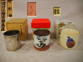 茶道具　蓋置３点　銀仕上銀杏紋蓋置・色絵茄子文・菊花文　無傷美品　s-739