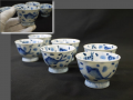煎茶道具　煎茶茶碗６客　魚文　水玉に藻　見込鶴亀　状態良好美品t-2486