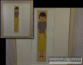 田上允克　水彩画　女の子　おかっぱ頭　縦33cm  横6cm　額サイズ　44cm×37cm
