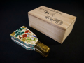 茶道具　香合　仁清写　松竹梅絵　羽子板　湖山造　迎春　状態良好美品　t-2556