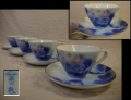 深川製磁　紫陽花　カップ＆ソーサー４客　深川ブルー　梅雨の季節の清涼剤　t-2614