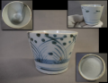 古伊万里　蕎麦猪口　染付　露草文　宝暦から天明様式　本錫補修　t-2627