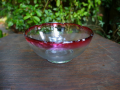 被せガラス赤 輪花の中鉢　昭和レトロ　g-67
