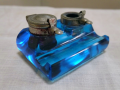 昭和レトロ　青ガラスのインク壷　g-77