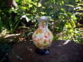 アンティーク大正から昭和初め　吹雪ガラス花瓶　H12cm  g-103