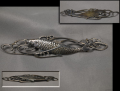 アンティーク　金属工芸　帯留　鯉と流水　大ぶり精緻な細工　時代　銀製か　s-794　