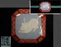 アンティーク　帯留　香蘭社造　猫と手毬の可愛い意匠　3.6cm  色絵　美品　s-925