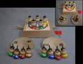 民芸　木製和玩具　太鼓すもうとコケシ相撲２組　昭和レトロ　オモチャ　ゲーム　中古保管品 s-951