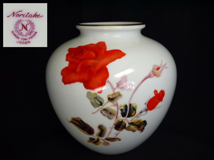 オールドノリタケ 花瓶 薔薇の図 NIPPON TOKI KAISHA t-715 ...